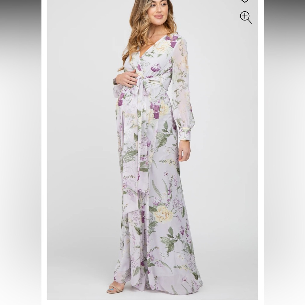 Floral Maxi Dress in White and Lavender